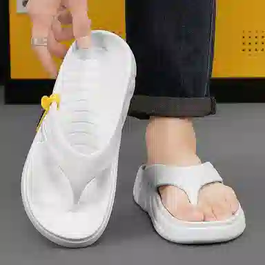 南极人 经典纯色简约时尚居家户外 防磨防滑人字拖鞋 男款