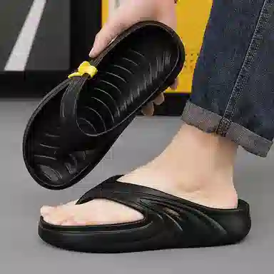 南极人 经典纯色简约时尚居家户外 防磨防滑人字拖鞋 男款