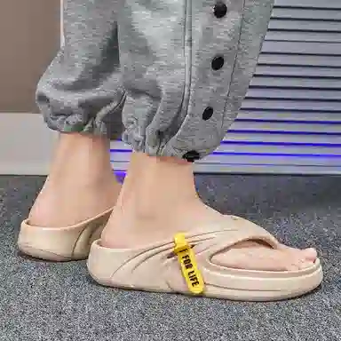 南极人 经典纯色简约时尚居家户外 防磨防滑人字拖鞋 男款