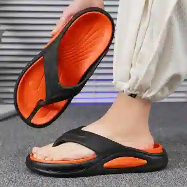 南极人 潮流撞色设计居家户外休闲 防磨防滑人字拖鞋 男款