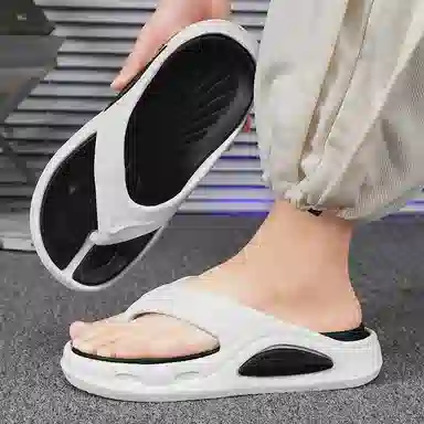 南极人 潮流撞色设计居家户外休闲 防磨防滑人字拖鞋 男款