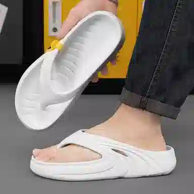 南极人 经典纯色简约时尚居家户外 防磨防滑人字拖鞋 男款