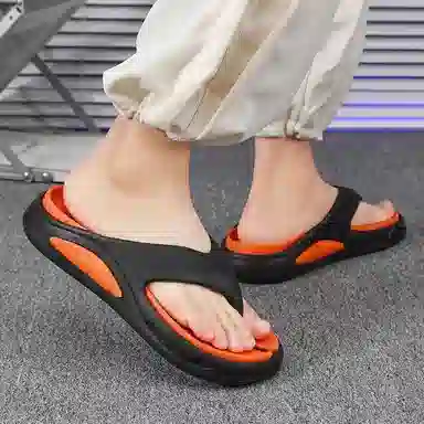 南极人 潮流撞色设计居家户外休闲 防磨防滑人字拖鞋 男款