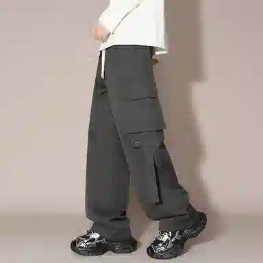 国际米兰足球俱乐部 美式纯色简约多口袋百搭系带直筒工装裤 男女同款