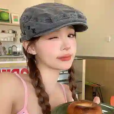 浪莎 复古牛仔前进帽英伦风大头围显脸小 棉 贝雷帽 女款