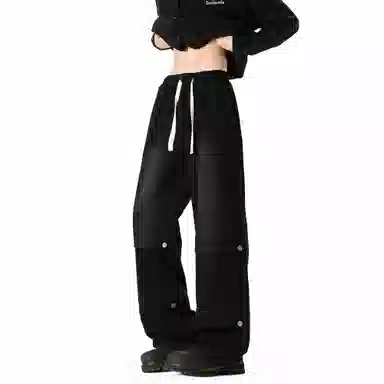 王者荣耀 标语款 美式复古金属夹标做旧水洗微喇直筒字母设计高街微喇休闲阔腿显瘦垂感长裤牛仔裤 男女同款