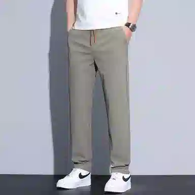 【dme】 纯色商务时尚透气舒适简约直筒垂感中腰系带休闲裤 男女同款