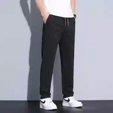 【dme】 纯色商务时尚透气舒适简约直筒垂感中腰系带休闲裤 男女同款