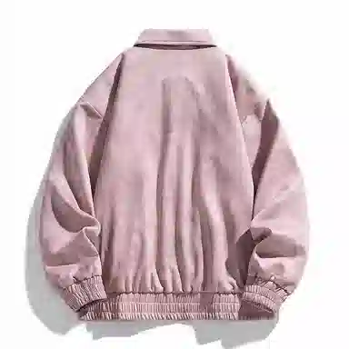 快鱼 美式复古简约潮牌纯色机车风翻领青少年基础款宽松休闲时尚百搭拉链防风长袖外套夹克 男女同款