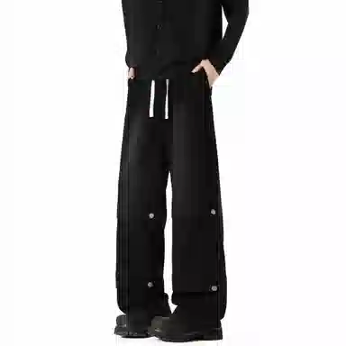 王者荣耀 标语款 美式复古金属夹标做旧水洗微喇直筒字母设计高街微喇休闲阔腿显瘦垂感长裤牛仔裤 男女同款