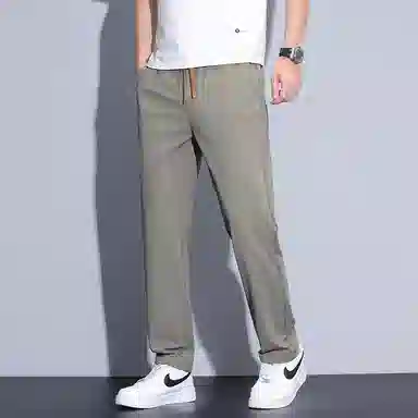 【dme】 纯色商务时尚透气舒适简约直筒垂感中腰系带休闲裤 男女同款