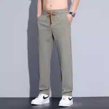 【dme】 纯色商务时尚透气舒适简约直筒垂感中腰系带休闲裤 男女同款