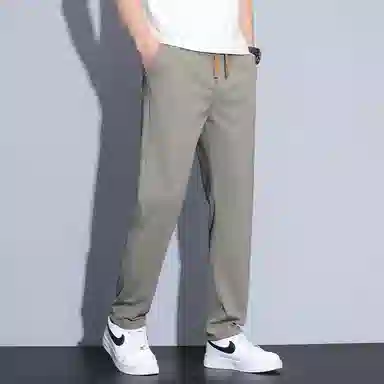 【dme】 纯色商务时尚透气舒适简约直筒垂感中腰系带休闲裤 男女同款