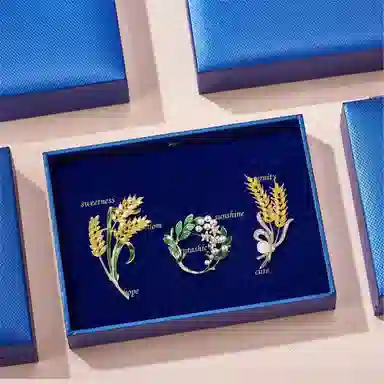 缔晶 森系穗穗平安花环套装 优雅清新复古通勤胸花配饰 合金 胸针 女款