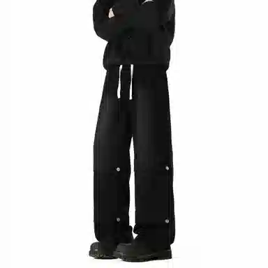 王者荣耀 标语款 美式复古金属夹标做旧水洗微喇直筒字母设计高街微喇休闲阔腿显瘦垂感长裤牛仔裤 男女同款