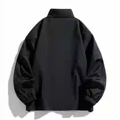 快鱼 美式简约复古青少年基础款潮流高街立领撞色格子纯色休闲百搭舒适长袖外套夹克 男女同款