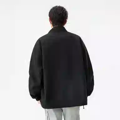 快鱼 美式简约复古青少年基础款潮流高街立领撞色格子纯色休闲百搭舒适长袖外套夹克 男女同款