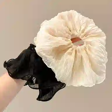 水中玉 超大网纱褶皱大肠发圈扎头皮筋高级感洋气时尚头花发绳头饰 布艺 头绳 女款