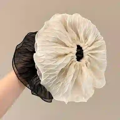 水中玉 超大网纱褶皱大肠发圈扎头皮筋高级感洋气时尚头花发绳头饰 布艺 头绳 女款