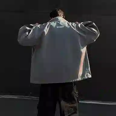 冰飞 高级痞帅反光两面穿时尚百搭休闲宽松立领潮牌长袖夹克外套 男女同款