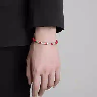 中国珠宝 三节开泰手饰 节节高升 复古国潮新中式 潮流百搭手工编织绳 小众简约轻奢大牌 单人手绳奢品 足银 手链 男款