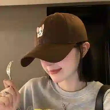 浪莎 可爱小狗刺绣韩系刺显脸小韩系遮阳防晒 棉 鸭舌帽 男女同款情侣款