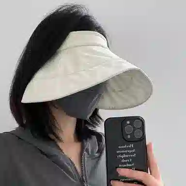 杨同学 空顶 防紫外线 可折叠 大帽檐 户外时尚 环绕式 透气太阳蛋卷帽子 腈纶 防晒帽 女款