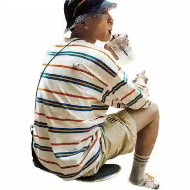 New Era FW22 Striped Embroidered Sweatshirt White