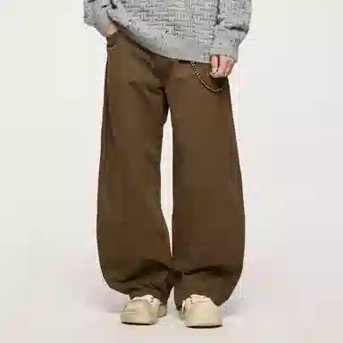 膨胀潮牌 膨胀潮牌阿苏特染成衣洗水纯棉宽松立体休闲弯刀工装裤 男女同款