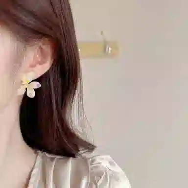 素 立体花朵 轻奢精致设计感耳饰 合金 耳环 女款