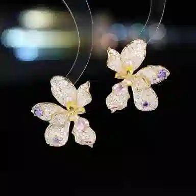 素 立体花朵 轻奢精致设计感耳饰 合金 耳环 女款
