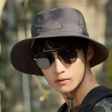 优幽兰 休闲简约纯色高级感遮阳帽时尚百搭户外防紫外线大檐显脸小太阳帽遮阳渔夫帽遮脸帽子 锦纶 防晒帽 男款