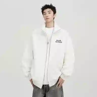 大卫贝肯 美式复古学院风基础款纯色字母时尚简约百搭宽松休闲春秋款夹克 男女同款