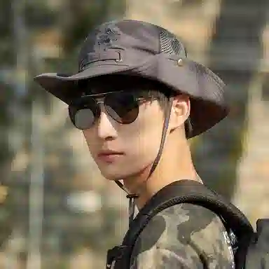 优幽兰 休闲简约纯色高级感遮阳帽时尚百搭户外防紫外线大檐显脸小太阳帽遮阳渔夫帽遮脸帽子 锦纶 防晒帽 男款