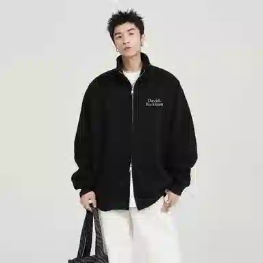 大卫贝肯 美式复古学院风基础款纯色字母时尚简约百搭宽松休闲春秋款夹克 男女同款