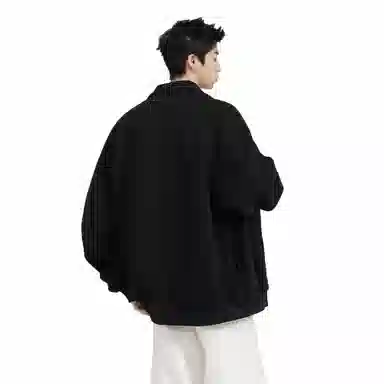 大卫贝肯 美式复古学院风基础款纯色字母时尚简约百搭宽松休闲春秋款夹克 男女同款