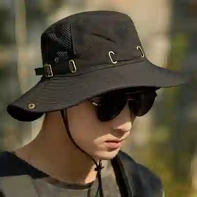 优幽兰 休闲简约纯色高级感遮阳帽时尚百搭户外防紫外线大檐显脸小太阳帽遮阳渔夫帽遮脸帽子 锦纶 防晒帽 男款