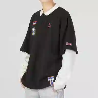 PUMA Team Badge Polo Longsleeve Black