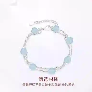 【S925银&水逆退散】 金师傅 蓝月光双层链条 事业有成顺利上岸转运气质优雅 时尚小众轻奢简约百搭#好运天然 蓝水晶 手链 男女同款情侣款