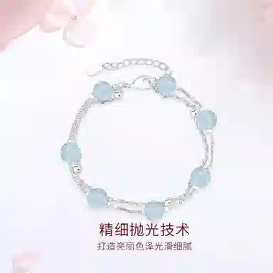 【S925银&水逆退散】 金师傅 蓝月光双层链条 事业有成顺利上岸转运气质优雅 时尚小众轻奢简约百搭#好运天然 蓝水晶 手链 男女同款情侣款