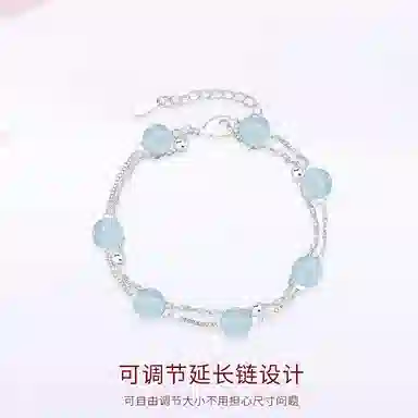 【S925银&水逆退散】 金师傅 蓝月光双层链条 事业有成顺利上岸转运气质优雅 时尚小众轻奢简约百搭#好运天然 蓝水晶 手链 男女同款情侣款