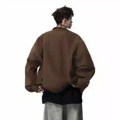 大卫贝肯 美式复古高街字母时尚潮牌宽松柔软舒适休闲百搭假两件设计款痞帅风夹克 男女同款