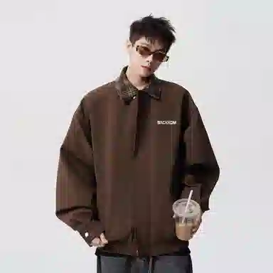 大卫贝肯 美式复古高街字母时尚潮牌宽松柔软舒适休闲百搭假两件设计款痞帅风夹克 男女同款