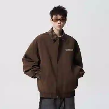 大卫贝肯 美式复古高街字母时尚潮牌宽松柔软舒适休闲百搭假两件设计款痞帅风夹克 男女同款