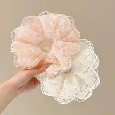 水中玉 韩系花边蕾丝猪大肠发圈超大号肥肠发绳扎头发头花 布艺 头绳 女款