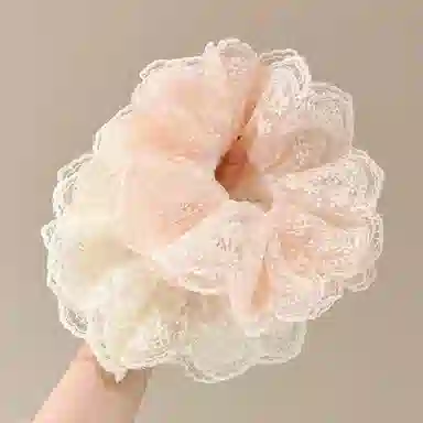 水中玉 韩系花边蕾丝猪大肠发圈超大号肥肠发绳扎头发头花 布艺 头绳 女款