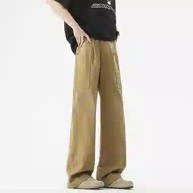 绘承 美式潮流舒适高街基础款宽松百搭直筒工装多口袋垂感休闲裤 男女同款