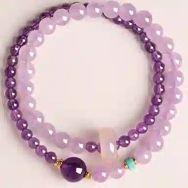 色菲尔 紫气东来 浪漫紫双层叠戴精致轻奢高级感新中式薰衣草 日常通勤百搭#好运 紫水晶 手串 女款