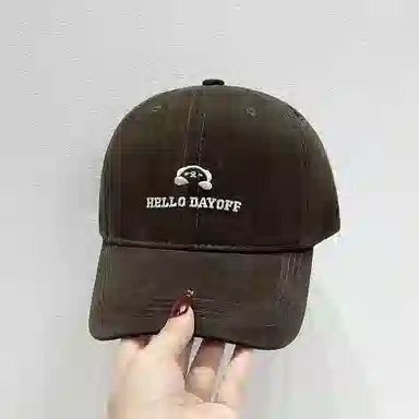 祎步康 简约刺绣显白大头围 韩版氛围感显脸小帽子 棉 鸭舌帽 男女同款情侣款