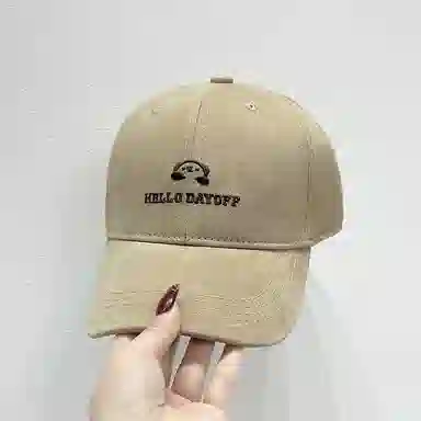 祎步康 简约刺绣显白大头围 韩版氛围感显脸小帽子 棉 鸭舌帽 男女同款情侣款